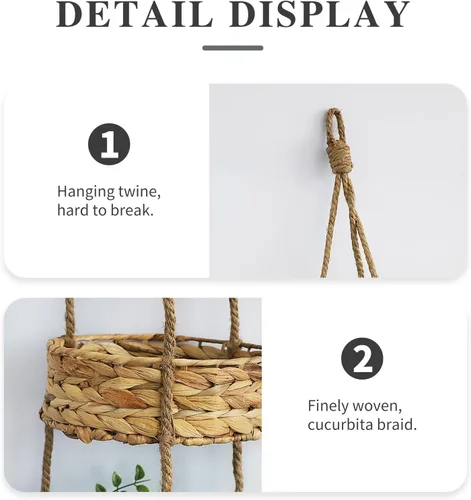 Vista 3 de KINGWILLOW - Cesta colgante de frutas de 3 niveles, soporte para plantas