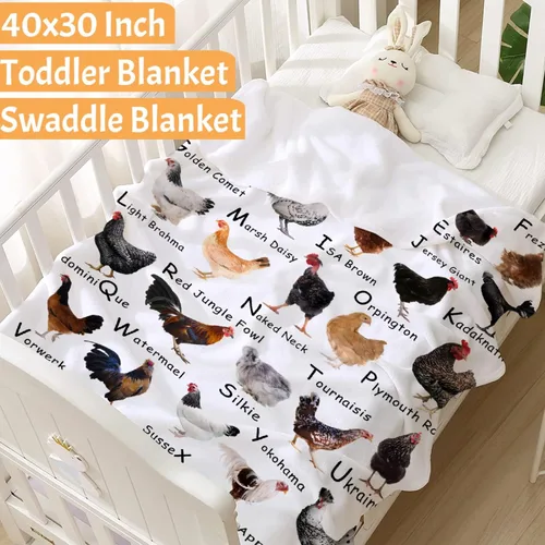 Vista 2 de Manta de raza de pollo – Manta de pollo para niños y niñas – Acogedora franela suave, ligera y cálida – Habitación, cama, camping – 30"x40