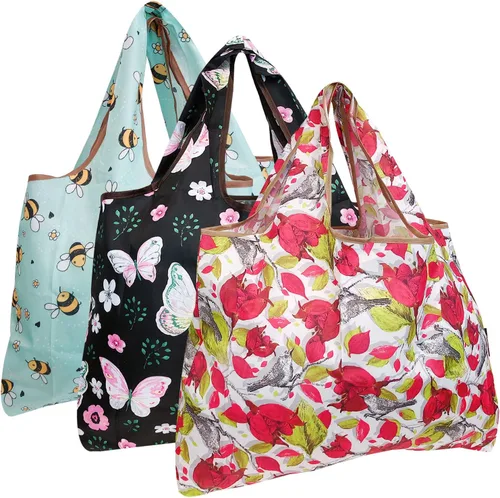 Vista 10 de allydrew Bolsas de compras reutilizables de nylon grandes ecológicas (juego de 3)