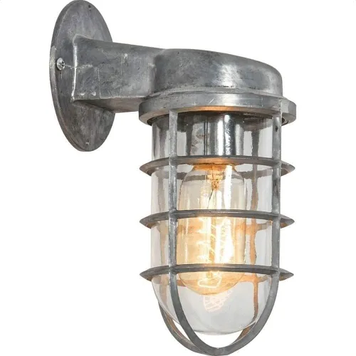 Vista 4 de WJJHERRH Retro Metal Cage Light Creative Wrought Iron Explosion-Proof Glass Wall Lamp Industrial Style Nautical for Bar Bedroom Illumination(Black)