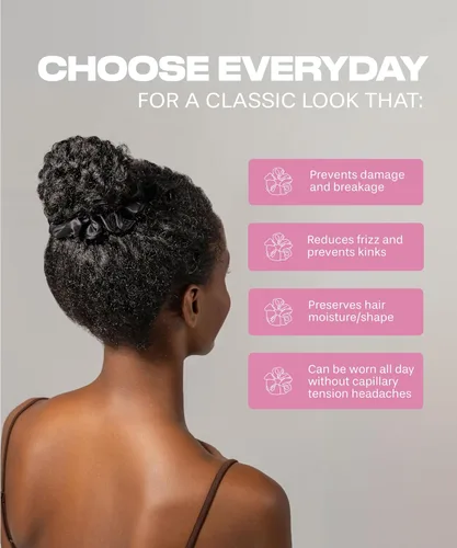 Vista 4 de SUNDAYSILKS™ - Lujosos coleteros de seda de morera para mujeres y niñas Coleteros antideslizantes y sedosos para el cabello natural, rizado, fino