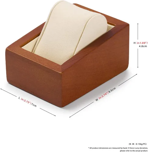 Vista 7 de Oirv - Soporte de madera maciza para reloj, soporte para reloj con almohada (cuadrado individual, blanco cremoso)