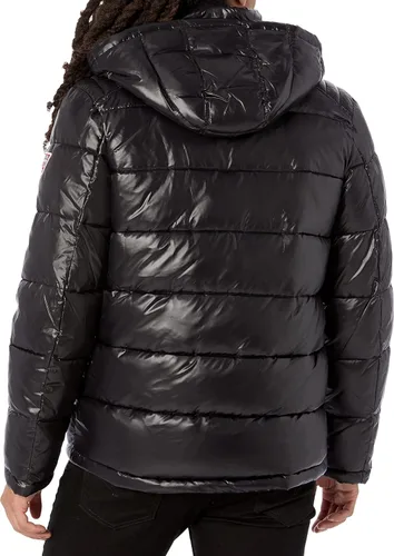 Vista 2 de GUESS Men's Mid-weight Puffer Jacket With Removable Hood
