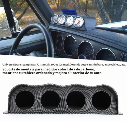 Vista 3 de Soporte universal para tablero de instrumentos de calibre de 2.047 in, cubierta de fibra de carbono para medidores de 2 pulgadas, capacidad