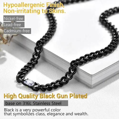 Vista 6 de PROSTEEL Preciosa gargantilla de eslabones cubanos de circonita cúbica de 0.316 pulgadas, cadena de piedra natal personalizada de enero a diciembre