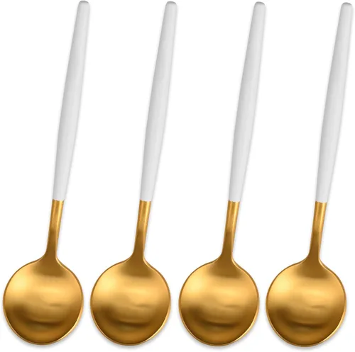 Vista 13 de 5.1 Pulgadas Cuchara de Té Satinada Negra SS18/10, Juego de 4 Mini Cucharas de Café de Acero Inoxidable, Cuchara de Té Pequeña, Cucharas Demitasse