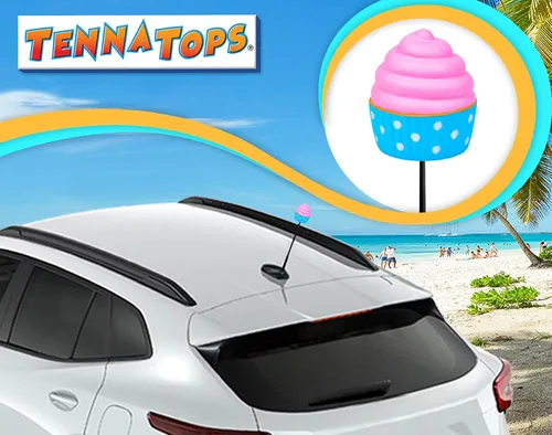 Vista 7 de Edición limitada Cupcake - Antena de coche Decoración de decoración de auto - Se adapta a la antena de estilo delgado