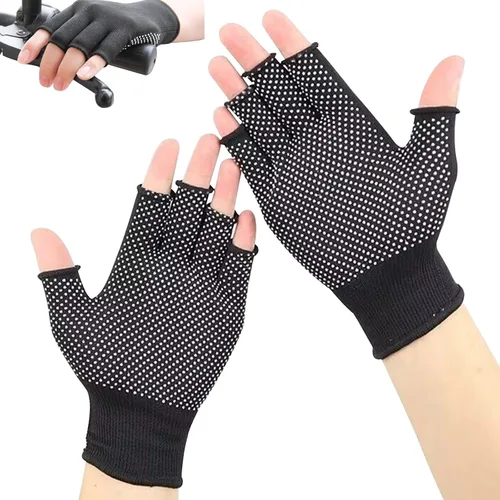 Vista 5 de Guantes de trabajo ligeros para hombres y mujeres con medio dedo, transpirables, sin dedos, para construcción, nailon, fitness, ciclismo, motocicleta