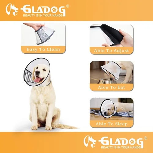 Vista 6 de Collar de cono suave para perro, 2 piezas (para tamaño exacto) cono de plástico flexible para perros después de la cirugía, collar de recuperación