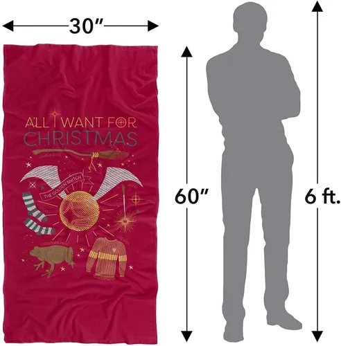 Vista 6 de LOGOVISION Harry Potter All I Want for Christmas! Toalla de playa con licencia oficial de 30 x 60 pulgadas