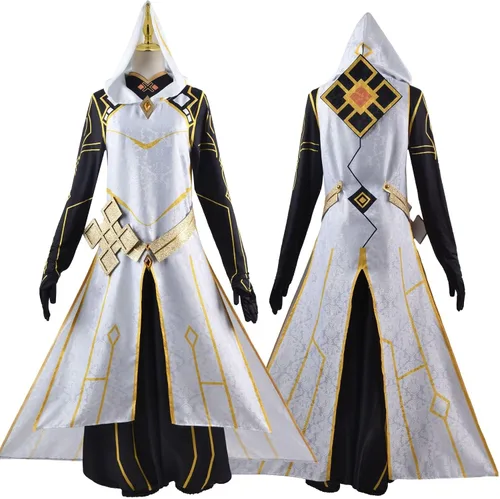 Vista 6 de UPUPCOS ZhongLi Morax Cosplay Juego de disfraz Zhongli Arconte, traje de Halloween Navidad
