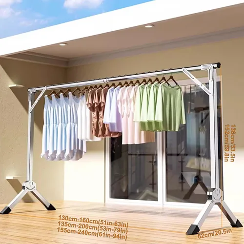 Vista 7 de Foldable Laundry Drying Rack, Heavy-Duty Laundry Drying Rack, Clothes Drying Rack, Heavy Duty Garment Rack, 47-94 Inches Extendable, Free-Standing