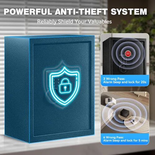 Vista 3 de Caja fuerte de 2.8 pies cúbicos para documentos del hogar, caja de seguridad digital electrónica de acero para oficina, dinero, joyas, objetos