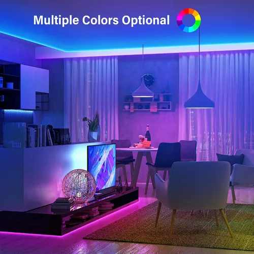 Vista 5 de Tira de luces LED SMD5050 de 16.4 pies, 300 unidades LED, impermeable, flexible, cortable, para uso en exteriores e interiores, adecuada