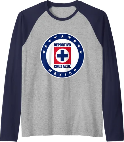 Vista 13 de Deportivo Cruz Azul Camiseta de béisbol raglán, Negro, S