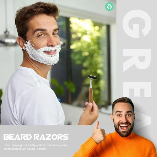 Vista 9 de Hemoton Maquinillas de afeitar manuales para barba, mango de bambú, afeitadoras de seguridad de doble filo, cuchillas de acero inoxidable