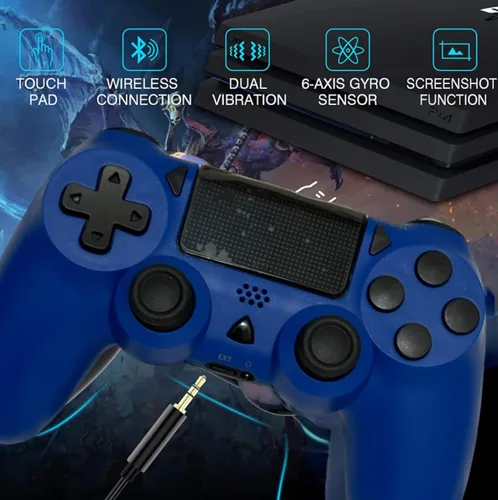 Vista 5 de Blue, Upgraded Wireless P4 Remote Controller Compatible with PS-4SlimPro with Dual Vibration6-Axis Motion SensorAudio Replacement for PS-4 Controller