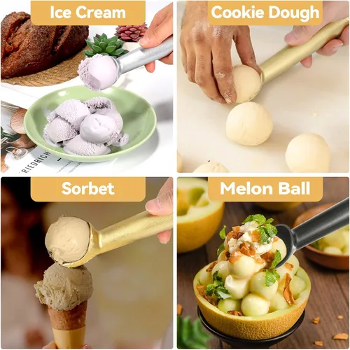 Vista 6 de Cuchara para helado, cuchara de aluminio antiadherente de una pieza, anticongelante, de 7 pulgadas, diseño resistente y duradero, fácil de limpiar