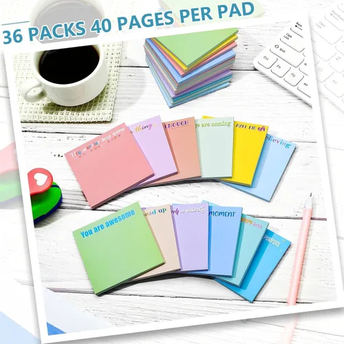 Vista 4 de Zonon 36 notas adhesivas inspiradoras de 3 x 3 pulgadas, divertidos bloc de notas motivacionales, regalos de regreso a clases, para profesores