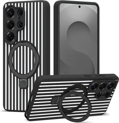 Vista 14 de SKYLMW - Funda para Samsung Galaxy S23 con soporte, 6.1 pulgadas, color negro Soporte de anillo magnético, compatible con Mag-Safe, funda