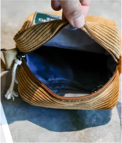 Vista 3 de Bolso bandolera pequeño de pana para hombre, bolso cruzado para mujer, bolso cruzado estético