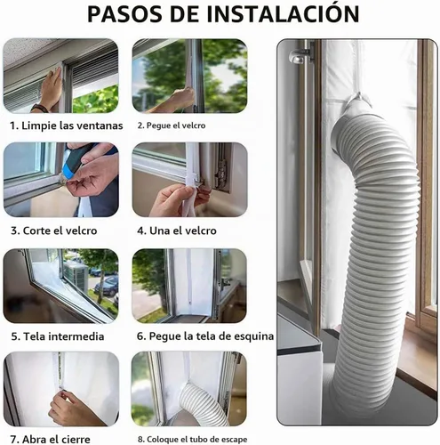 Vista 7 de Kit de sellado de ventana de aire acondicionado portátil, protectores de intercambio de aire de parada de aire caliente con cremallera de 158