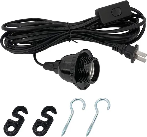 Vista 7 de Kit de luces colgantes enchufables, accesorio de iluminación colgante industrial, E26 E27 luces colgantes retro con cable de enchufe, cable de 19.69