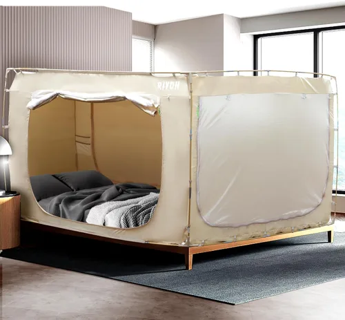 Vista 20 de RIYDH Tienda de campaña para cama tamaño individual XL para adultos y niños, diseño original, tienda de campaña portátil de ensueño para interiores