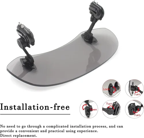 Vista 3 de Extensión universal para parabrisas de motocicleta, alerón ajustable, extensor de parabrisas para Kawasaki, Yamaha, Harley, Suzuki, Buell, Triumph