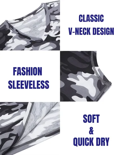 Vista 6 de COOFANDY Paquete de 3 camisetas sin mangas de entrenamiento para hombre, camisetas sin mangas para gimnasio, cuello en V, culturismo, camiseta