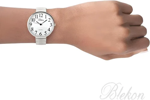 Vista 3 de Geneva Super Large Stretch Reloj Claro Número Fácil Leer (Plata)