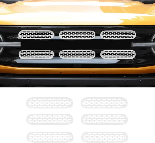 Vista 14 de Kit de 6 piezas de rejilla de malla para parrilla delantera, marco de cubierta, para Ford Bronco 2021-2024 de 2/4 puertas, accesorios exteriores