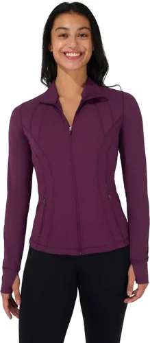 Vista 21 de 90 Degree By Reflex Chaqueta ligera atlética con cremallera completa, ajuste delgado, para correr, con aberturas para los pulgares Negro