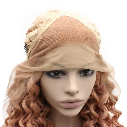 Vista 10 de Mxangel - Peluca de cabello sintético largo y rizado con encaje frontal, color morado, resistente al calor, para fiesta de cosplay