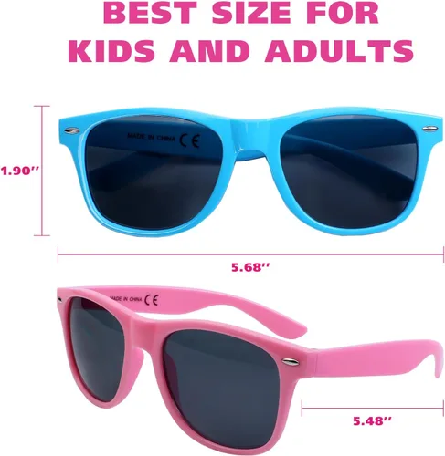 Vista 7 de Paquete de 60 lentes de sol de neón de 12 colores, regalos de fiesta, estilo de los años 80, coloridos juegos de gafas de sol de fiesta, perfectos