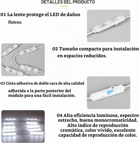 Vista 3 de Módulos blancos 100PCS de la muestra del LED 6500K, luces impermeables de la letra del canal 2835 SMD con el respaldo adhesivo para las señales