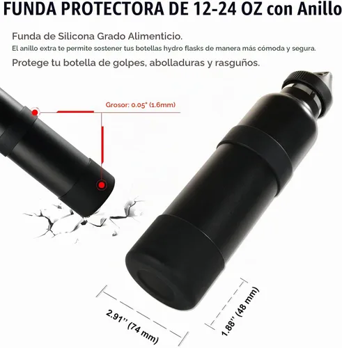 Vista 4 de Greant Funda protectora doble para botella de agua compatible con Hydro Flask, funda flexible de silicona compatible con funda Hydroflask, funda