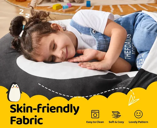 Vista 6 de Hobestluk Puf - Cojín de suelo para puf, puf para adultos, tumbona para sala de estar, dormitorio o sala de juegos (negro, mediano, pingüino)