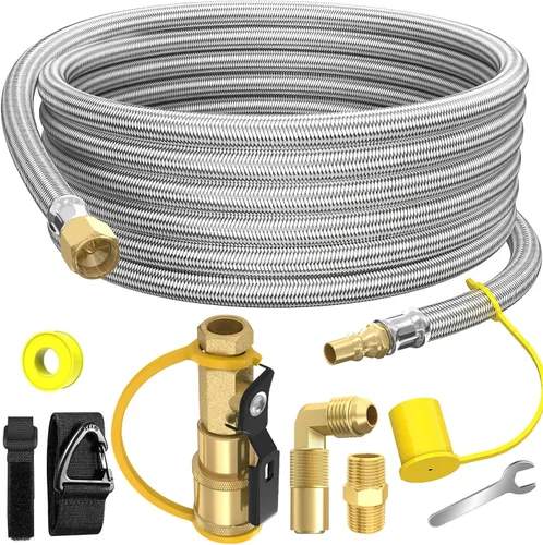 Vista 9 de Manguera de propano de conexión rápida de 6 pies para RV a parrilla a gas, manguera de propano de conexión rápida para RV de 1/4" hembra
