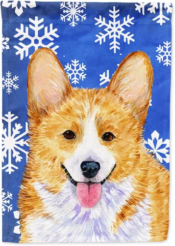 Vista 290 de Caroline's Treasures SC9374GF Bulldog English Snow flakes Holiday Garden Flag Buzón Bandera decorativa para patio exterior, patio, obras de arte