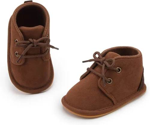 Vista 3 de Zoolar Botas de nieve unisex cálidas para bebé, piel recién nacida, con cordones en el tobillo, suela de textura de goma antideslizante, zapatos