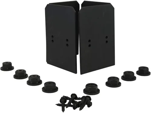 Vista 6 de OZCO Kit de base de poste de madera de hierro, 6 x 6 pulgadas, 1 kit con herrajes, negro