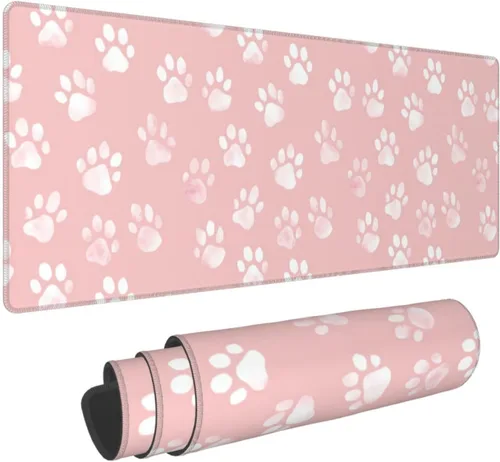 Vista 47 de Alfombrilla de mouse para juegos con diseño de flores y cerezas, base de goma antideslizante, alfombrilla de mouse extendida con bordes cosidos