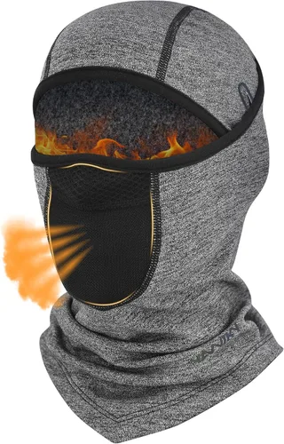 Vista 9 de YANIKY Pasamontañas de invierno para hombres y mujeres, máscara facial Negro