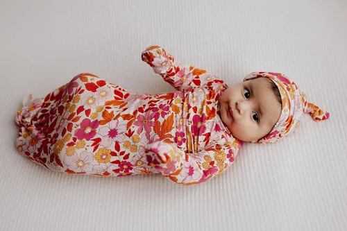 Vista 247 de Three Little Tots Vestido de corbata anudada para bebé recién nacido - Bebé