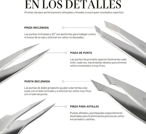 Vista 3 de Tweezerman Juego de pinzas micro inclinadas y puntiagudas para cejas Hollygraphic