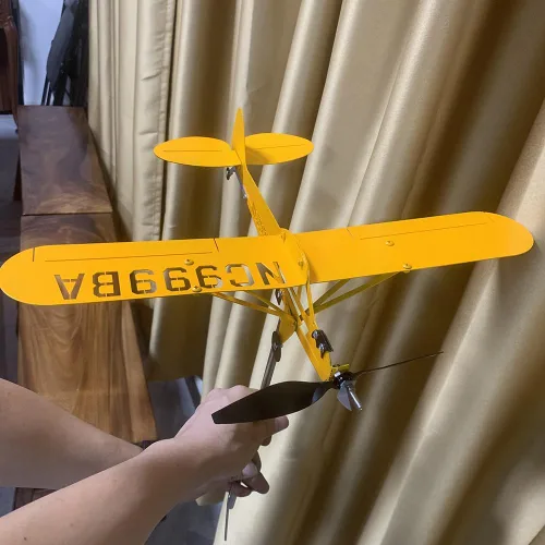 Vista 2 de Veleta mágica de metal cinético para avión hueco, molinillos de viento de metal para patio y jardín, 3D cinético de viento, escultura, veleta
