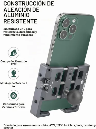 Vista 5 de FANAUE Soporte para Teléfono de Aleación de Aluminio con Bola de 1" para Teléfonos Inteligentes con un Ancho de 2.3" a 3.4", Compatible con Brazos