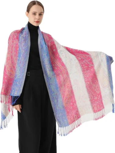 Vista 8 de Bufanda Pashmina para mujer, diseño de arcoíris, colorido, suave, ligero, chal de boda Lima Rainbow Ny041-3
