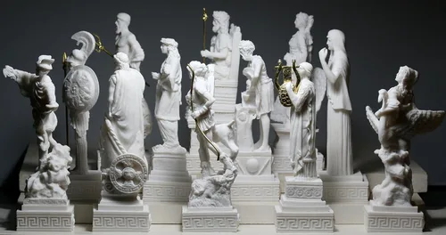 Vista 2 de Conjunto de 12 esculturas de estatua de alabastro de 12 dioses olímpicos griegos